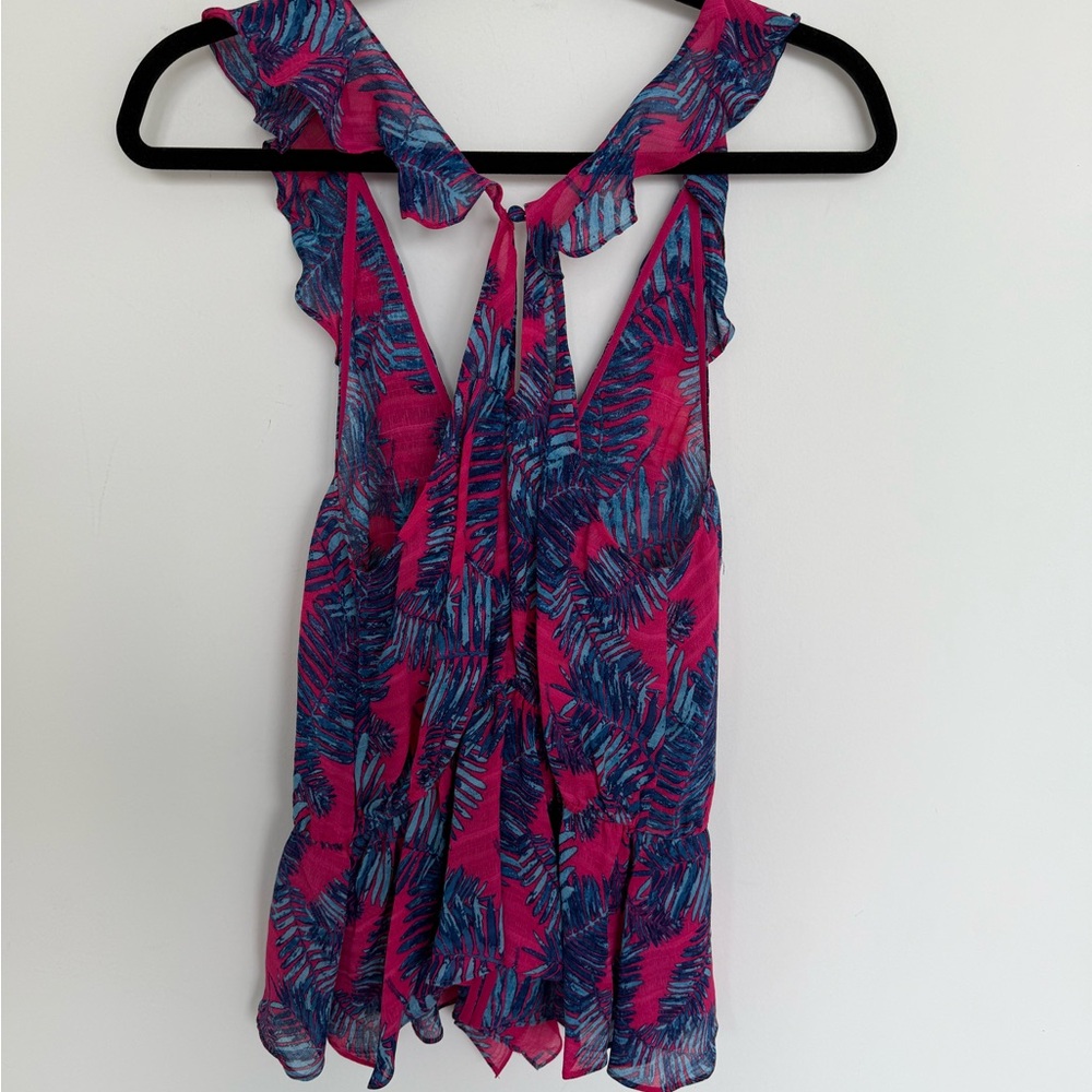 Tanya Taylor Floral Ruffled Silk Top size 6 - Picture 5 of 5